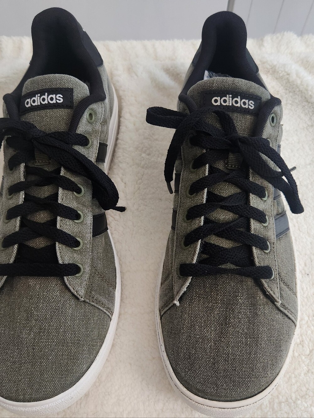 adidas Light Grey & Black Canvas Low-Top Sneakers